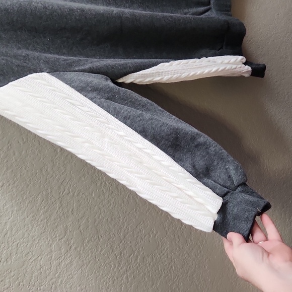 Shein Sweater Size 2XL Curve Sweatshirt Sweater Gray White Cable Knit Sleeve - Picture 3 of 9